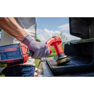 Spazzola a batteria Einhell Picobella con spazzola Ultra 95/25 pulisce la griglia. Utensile da giardino con setole in ottone.