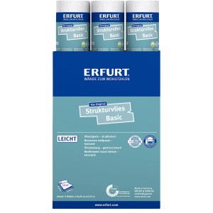 ERFURT Strukturvlies Basic 406, papier peint intissé à peindre, 6 rouleaux de 10,05x0,53m.