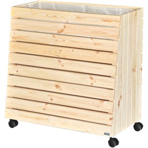 Letto rialzato mobile in legno GreenBox L FSC® con ruote per patio e balcone.