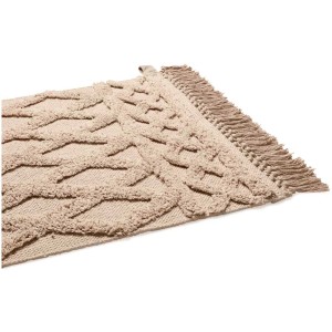 Tappeto bagno beige Diaqua® Kayla, 60x90 cm, con motivo etnico e frange.