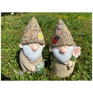 Dekorative Zwerge aus Polyresin für den Garten, 27,2 cm hoch, mit Gießkanne und Blume, verschiedene Designs.