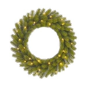 Corona artificiale Nagano, verde, Ø 60 cm, con illuminazione LED bianca calda. Ideale per porta o tavolo.