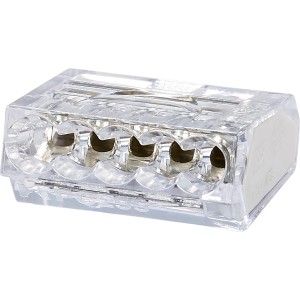 Morsetto OBI trasparente, 5 poli per conduttori fino a 2,5 mm di diametro, 20 pezzi.