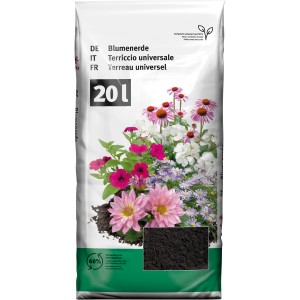Sacco di terriccio universale (20 l) per piante da interno, balcone e giardino.