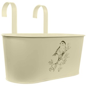 Fioriera sospesa beige Videx con motivo pettirosso per balcone, 33x16x14 cm.
