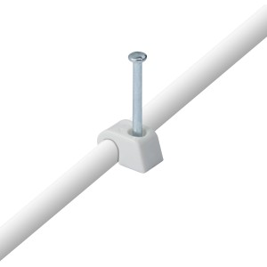 Collier de serrage rapide blanc avec clou pour fixation de câbles (Ø 4-7mm).