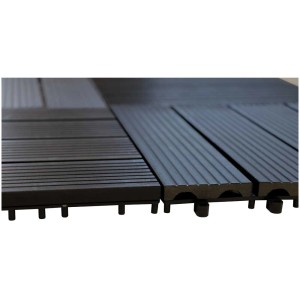 Gartec dalles clipsables WPC anthracite, 30x30 cm, pour terrasse et balcon.