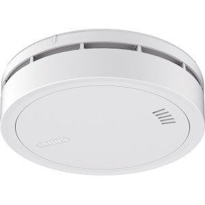 Détecteur de fumée Abus Prefira Slim blanc et plat. Design rond pour une protection incendie discrète.