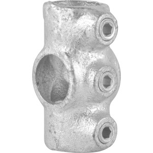 Croix de jonction, traversante, 90°, galvanisée argent, pour tube acier Ø 2,7 cm. Connecteur de tuyau pour construction de meubles.