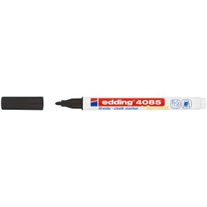 Edding 4085 Kreidemarker, schwarz, 1-2 mm, mit abgenommener Kappe.