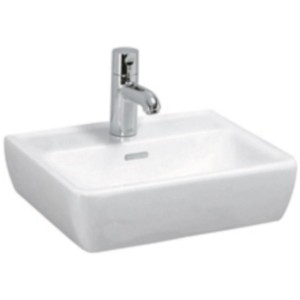 Vasque à main Laufen Pro A blanche, carrée, 45 cm, avec robinet pour WC invités.