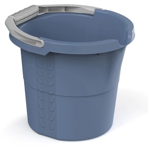 Rotho Secchio graduato Daily, 10 l, blu orizzonte. Secchio da cucina con scala e manico grigio.