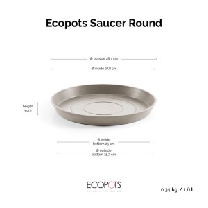 Sottovaso Ecopots, grigio-marrone, Ø 30 cm. Sottovaso resistente per interni ed esterni.