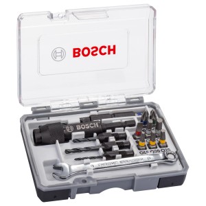 Bosch Set Extra Hard, 20 pezzi: Set di inserti con punte elicoidali HSS, inserti per cacciavite e chiave inglese in valigetta.