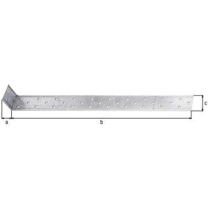 Ancrage béton galvanisé, 400x40x40 mm, pour structures en bois, avec trous.