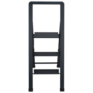 Scala pieghevole Wenko Alu-Smart, 3 gradini, nera, piegata.
