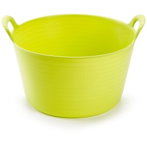 Seau flexible en caoutchouc vert pistache, 15 l, avec deux poignées pour jardin et maison.