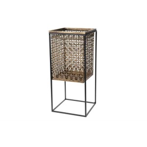 Lanterne en métal doré, 42 cm de haut, source de lumière décorative pour l'intérieur.