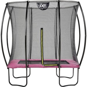 Trampolino da giardino rettangolare EXIT Silhouette 153x214cm rosa con rete di sicurezza.