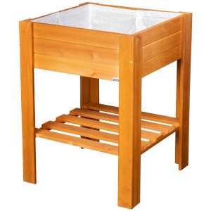 Wagner GreenBox light aiuola rialzata in legno, marrone castagna, con ripiano. Ideale per giardino e balcone.