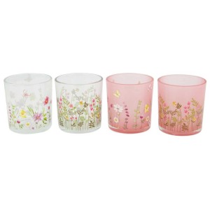Photophore DecoFinder Fresh Breeze, motifs floraux et papillons assortis.