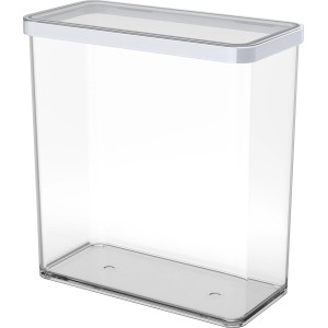 Contenitore rettangolare Rotho Loft Premium, 3.2 l, trasparente con coperchio bianco. Porta alimenti per cucina.