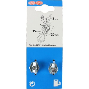 Conacord Simplex-Klemme aus Stahl, 20 mm, zur einfachen Endbefestigung von Faserseilen.