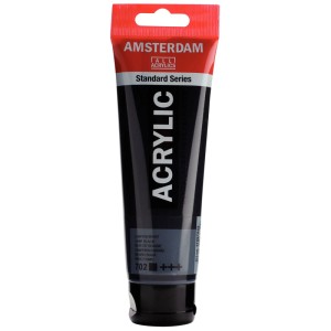 Tube de peinture acrylique noir de lampe Amsterdam, série Standard, 120 ml.