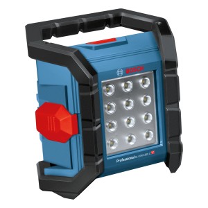 Lampe sans fil Bosch Professional GLI 18V-1200 C Solo, lampe de chantier bleue avec 12 LED.