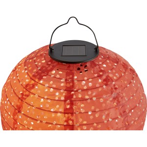 Lanterne solaire décorative rouge Pellaro, Ø 25 cm, avec panneau solaire et poignée.