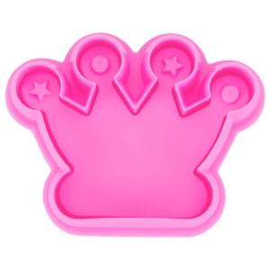 Pinker Ausstecher in Kronenform, 6 cm, aus Kunststoff für Teig und Marzipan.