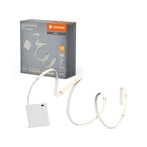 Striscia LED Ledvance Flex COB con scatola batteria e confezione. Striscia luminosa LED flessibile a batteria.