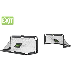 Set di due porte da calcio pieghevoli in acciaio EXIT Panna, 150x60cm, nere, per gioco e divertimento.