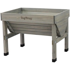Piccolo letto rialzato VegTrug grigio, ideale per giardino, balcone o patio. Ergonomico e accessibile in sedia a rotelle.