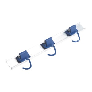 Barra porta attrezzi LUX Comfort con 3 ganci e rivestimento in PVC per riporre gli attrezzi da giardino.