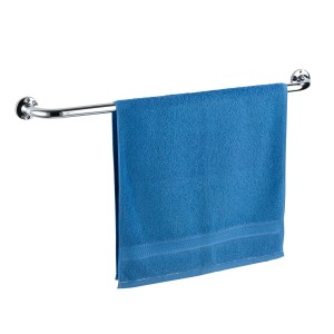 Wenko portasciugamani Basic, acciaio inox lucido con asciugamano blu, 80 cm