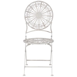 Chaise de bistrot pliante Scafa style rétro, métal, blanc pour balcon et jardin.