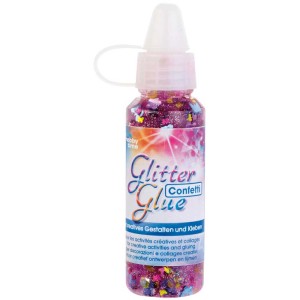 Glitzerkleber mit Konfetti und Schmetterlingen, 53 ml, zum Dekorieren und Basteln.