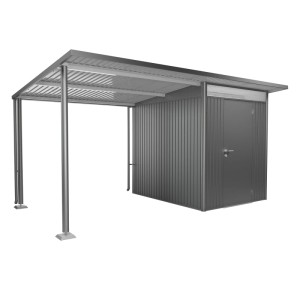Auvent latéral Biohort pour abri de jardin AvantGarde, gris quartz métallisé, pour agrandir l'abri de jardin.