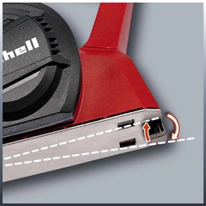 Dettaglio di Einhell TC-PL 750 pialla elettrica con regolazione della profondità.