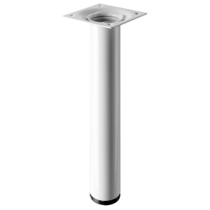 Gamba per tavolo Hettich bianca, alta 200 mm, Ø 30 mm, per costruzione mobili.