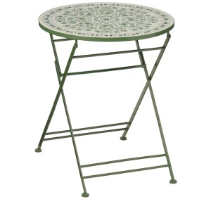 Tavolino laterale verde Bologna di Mica Decorations in ferro con motivo a scacchi, Ø 71 cm.