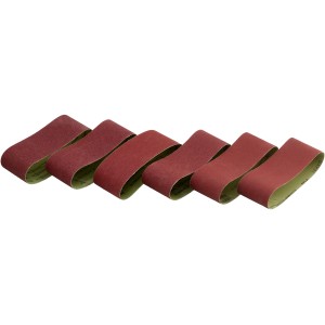Lot de 6 bandes abrasives LUX (75x457mm) pour ponceuses à bande, différents grains pour bois et métal.