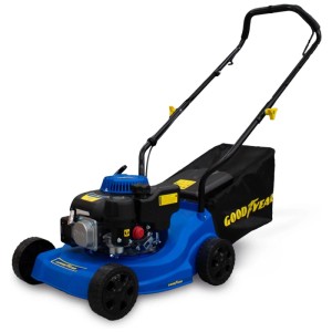 Tagliaerba a benzina Goodyear GY40LM, blu, con sacco di raccolta. Potente tosaerba per un uso flessibile in giardino.