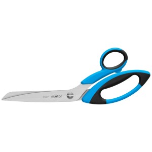 Forbici di sicurezza Martor Secuplus 568, acciaio inox, blu e nero, per logistica e produzione.