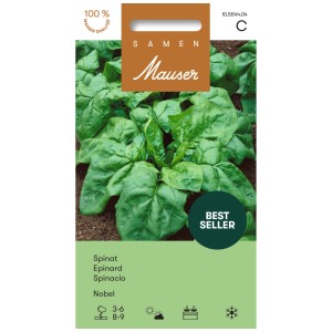 Sachet de graines d'épinards Mauser Nobel, adapté à la culture de printemps et d'automne.