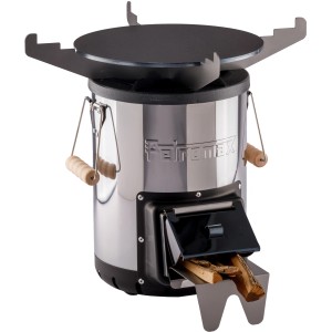 Petromax Grillplatte mit Kochkreuz auf Raketenofen, Grillutensil für Outdoor-Küche.
