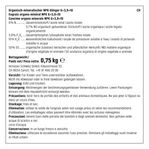 GROW by OBI BIO Garten- und Hochbeet-Dünger, 750g Packung für Gemüse und Kräuter.