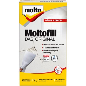 Molto Moltofill Spachtelpulver Innen 2 kg für Wände und Decken. Zum Füllen, Spachteln und Glätten.