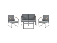 Beliani Lounge-Set Vezzana Stahl Grau 4-tlg.